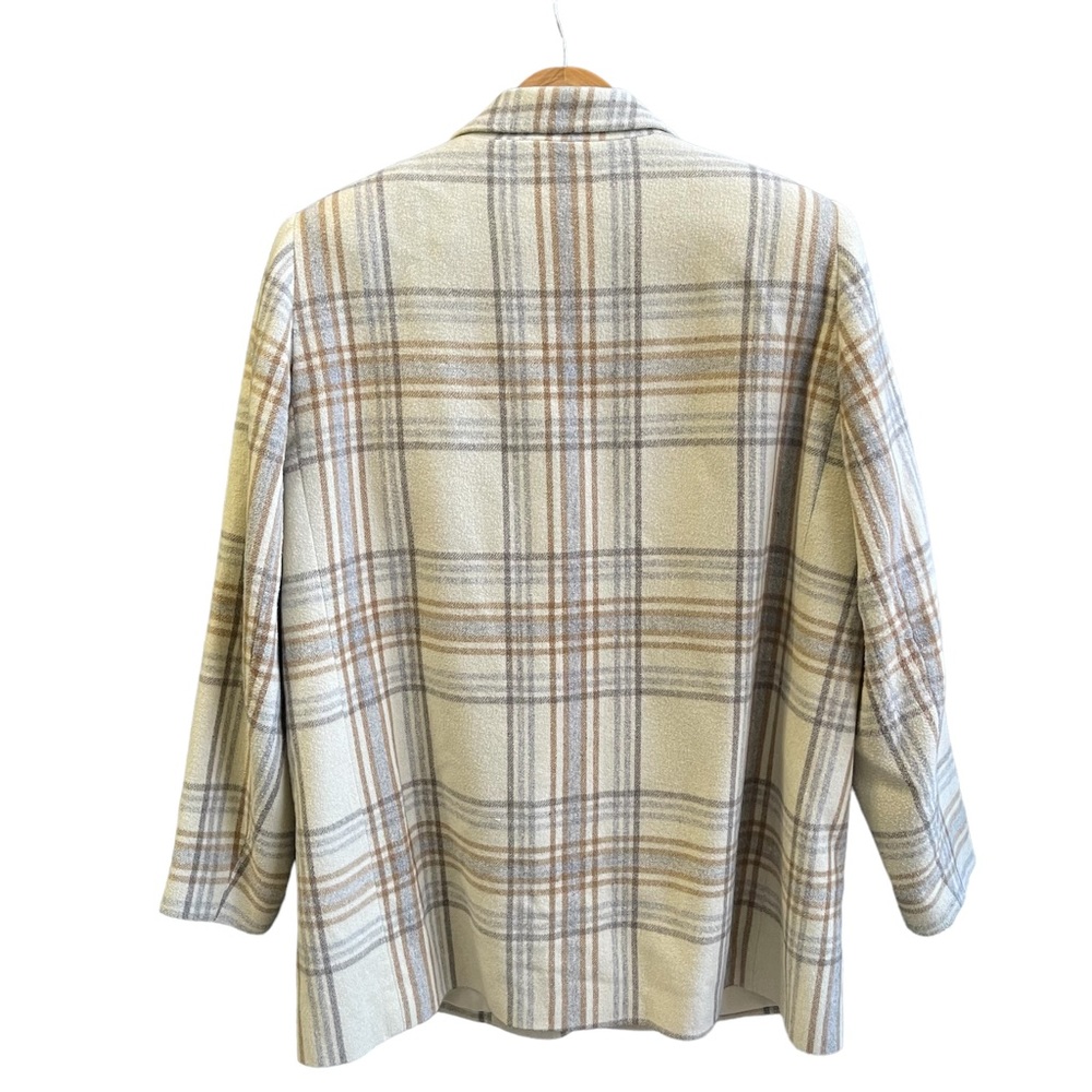 Vintage Tartan Plaid Wool Blend Blazer Boxy Preppy Structural Neutral Size L/XL - Picture 8 of 15